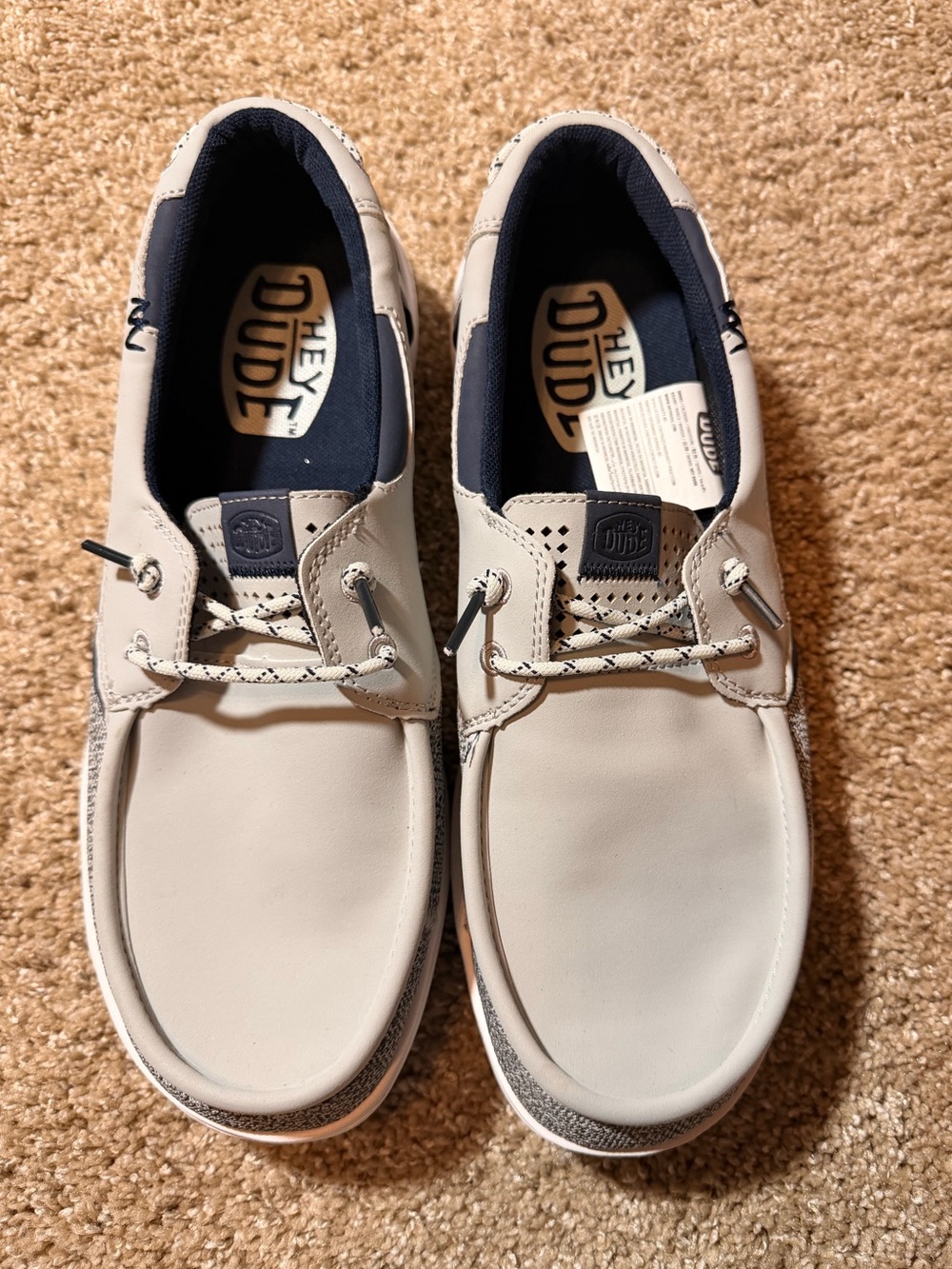 Hey Dude Men's Gray and Navy Casual Boat Shoes Size 10